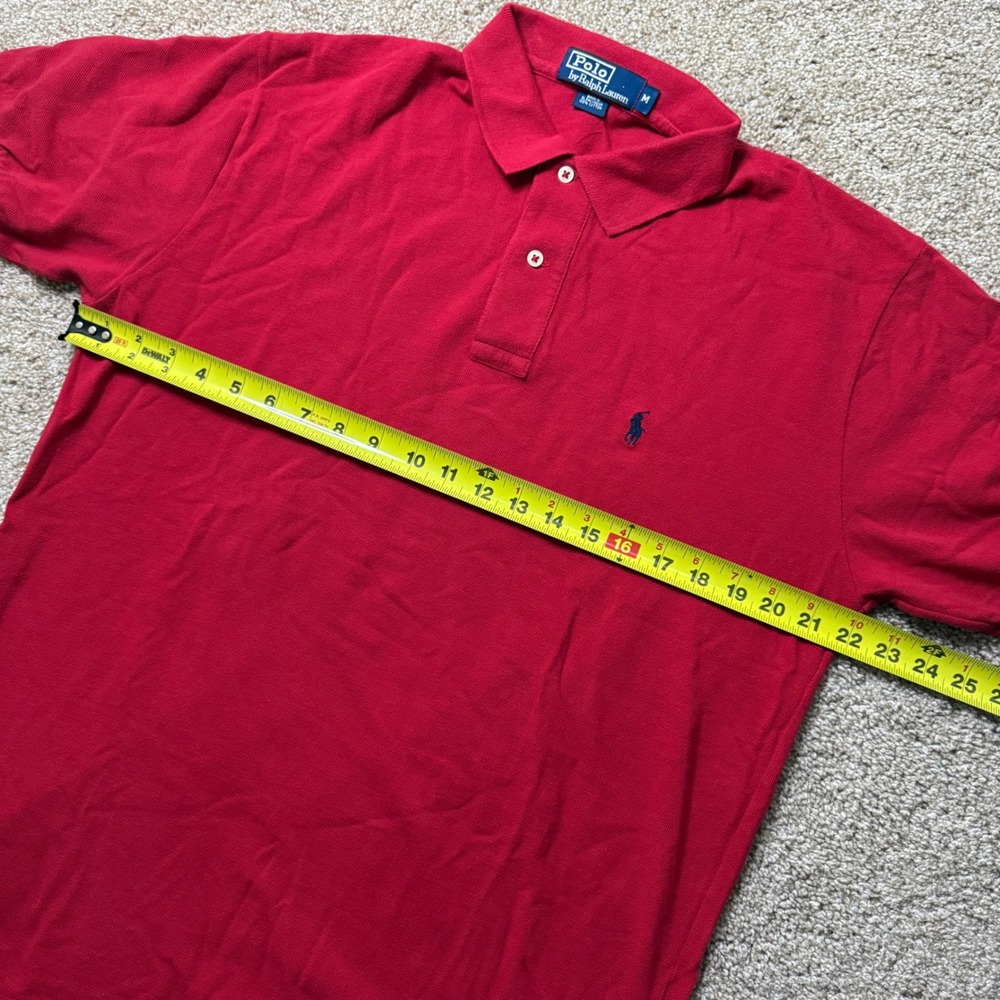 Polo Ralph Lauren Polo Shirt Mens Medium Red Short Sleeve Embroidered Pony Logo - Picture 4 of 6